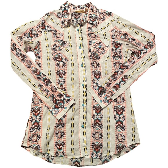 Wrangler Women's Aztec Geometric Button-Up Southwestern Design Shirt Size Small - Picture 1 of 4